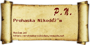 Prohaska Nikodém névjegykártya